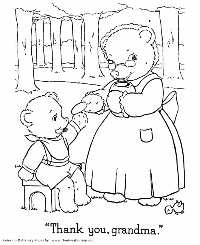 Teddy Bear Coloring pages | Grandma and Baby Bear