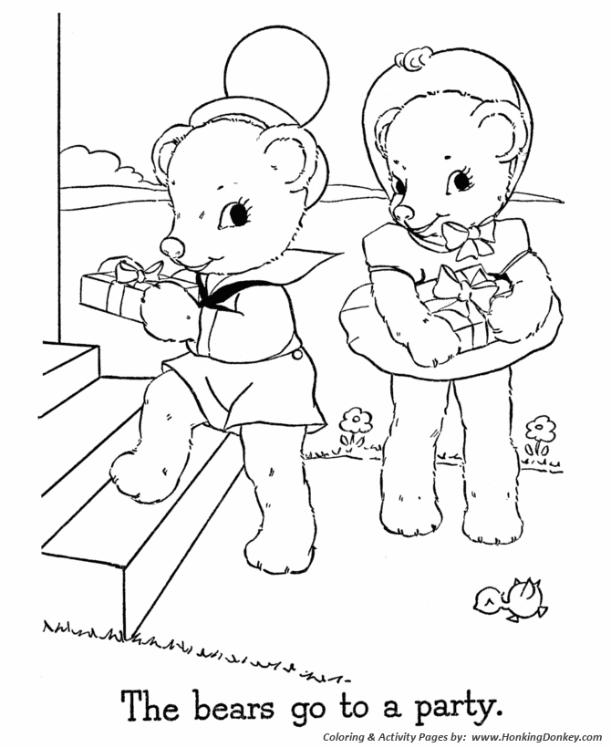 Teddy Bear Coloring pages | Boy and Girl Bear