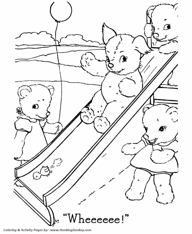 Teddy Bear Coloring pages | Baby Bears Playing