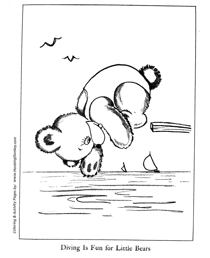 Teddy Bear Coloring pages | Diving board Bear