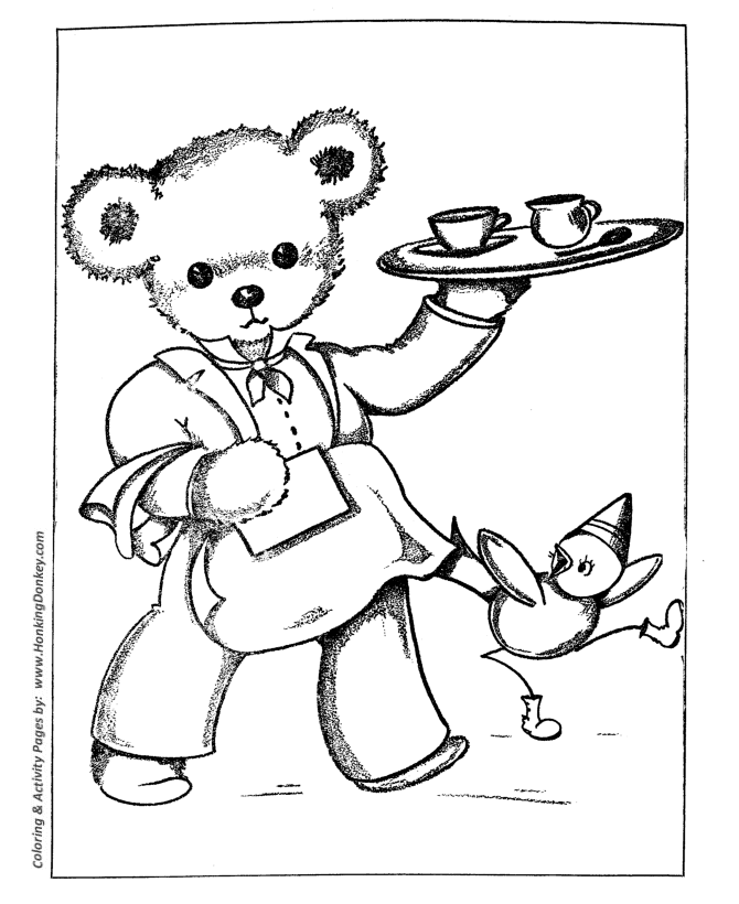 Teddy Bear Coloring pages | Waiter Bear
