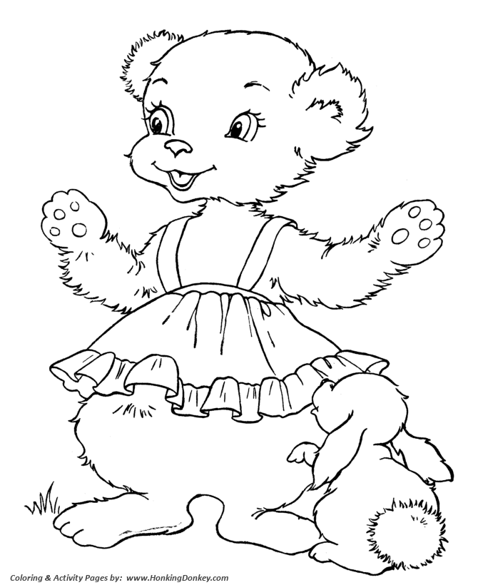 Teddy Bear Coloring pages | Bear and bunny