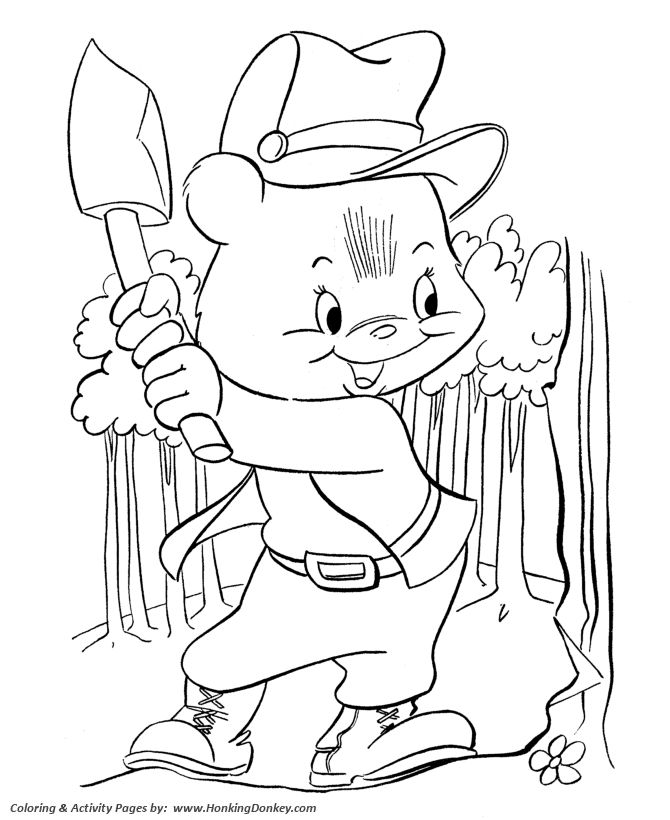Teddy Bear Coloring pages | Lumberjack Bear