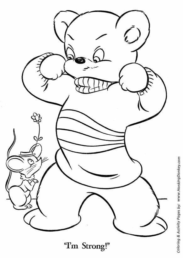 Teddy Bear Coloring pages | Strong Boy Bear