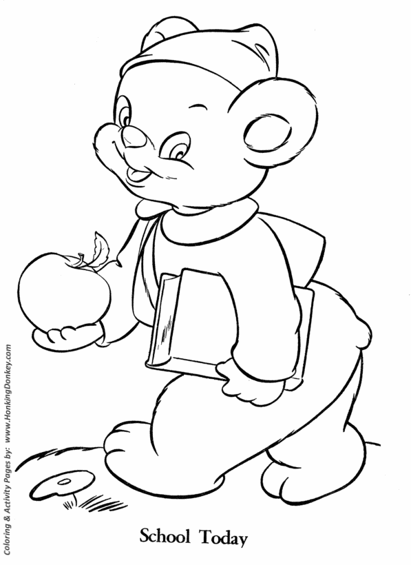 Teddy Bear Coloring pages | School Bear