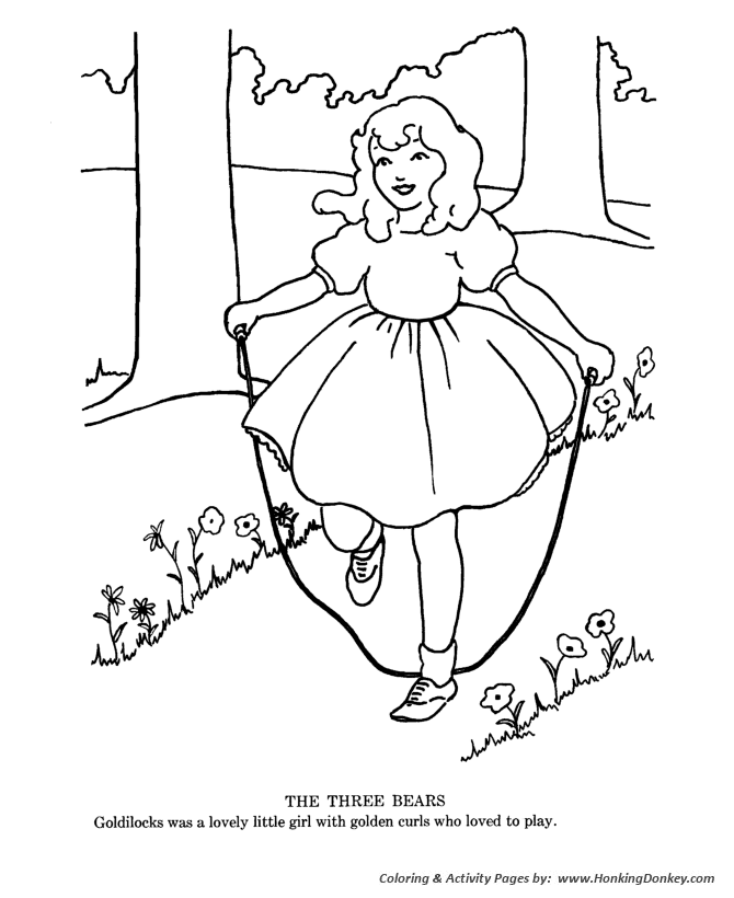 Goldielocks and the Three Bears Coloring pages | Goldielocks in forest