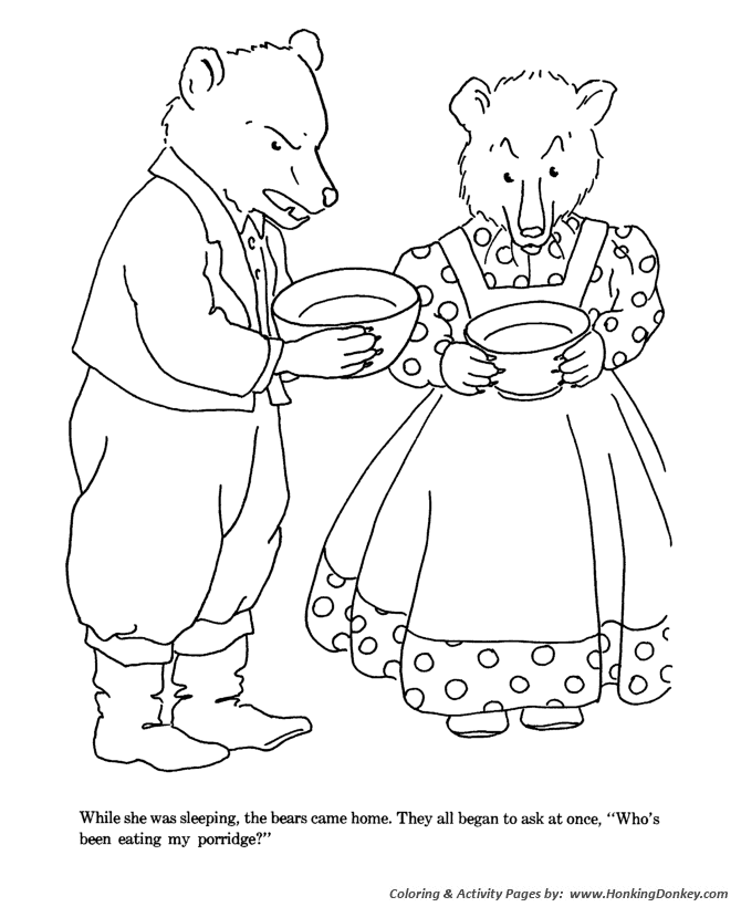 Goldielocks and the Three Bears Coloring pages | Three bears came home