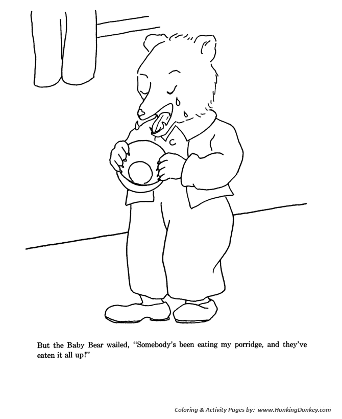 Goldielocks and the Three Bears Coloring pages | Baby Bear's porridge