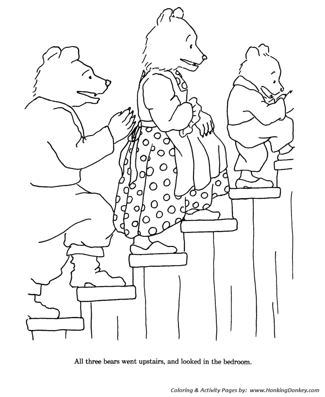 Goldielocks and the Three Bears Coloring pages | Bears look for Goldielocks