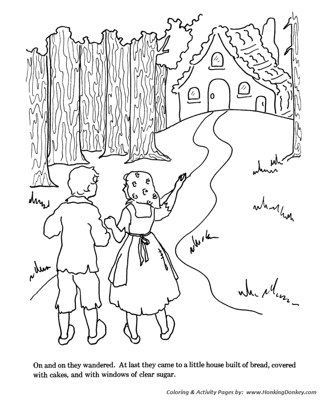Hansel and Grettle Coloring pages | wonderful gingerbread house