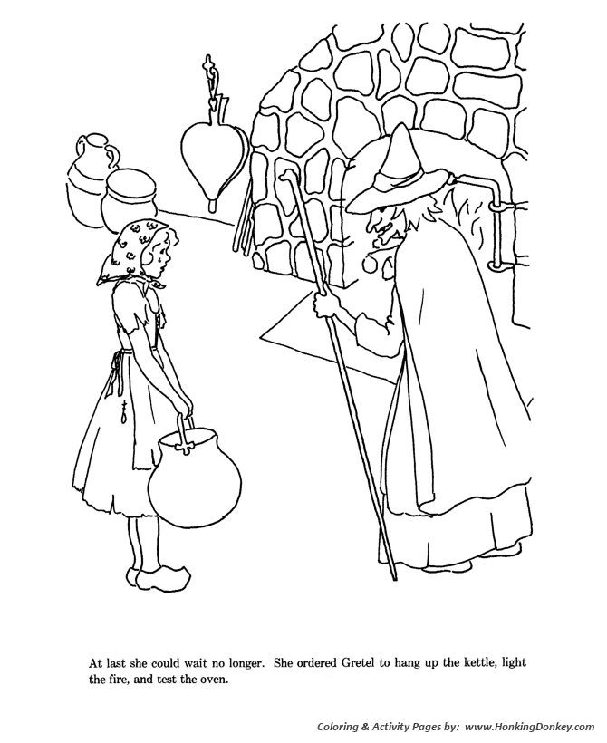 Hansel and Grettle Coloring pages | The witch wanted to eat Hansel and Grettle