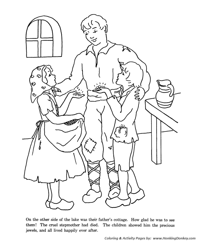 Hansel and Grettle Coloring pages | Hansel and Grettle returned home