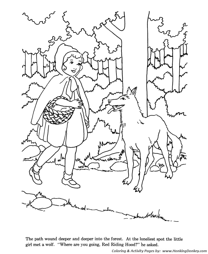 Little Red Riding Hood Wolf Coloring Pages Little Red Riding Hood fairy tale story coloring pages | Little Red