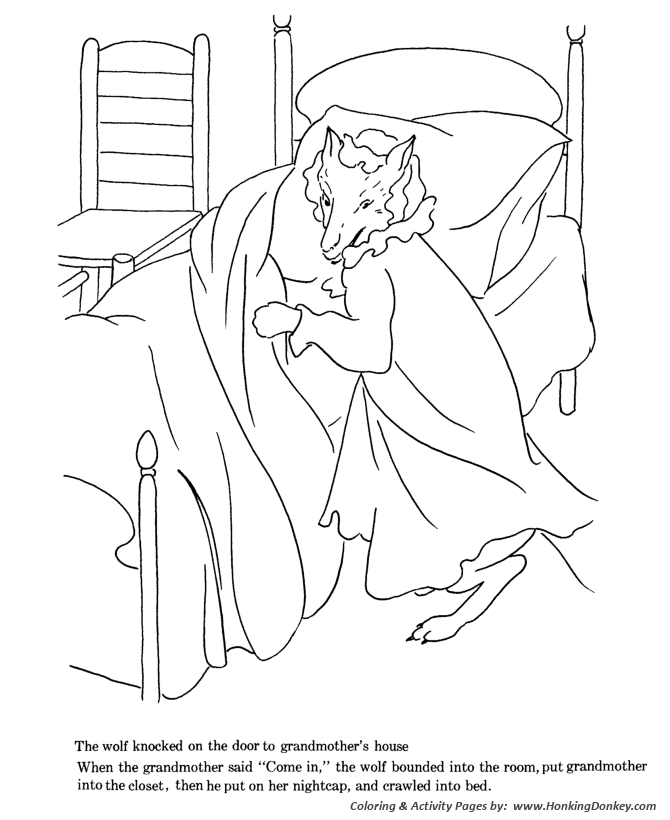 The wolf locked grandmother in a closet Coloring page