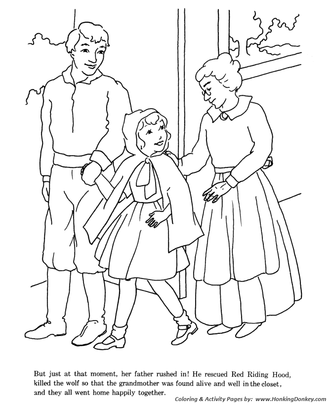 Little Red Riding Hood Coloring pages | father killed the wolf