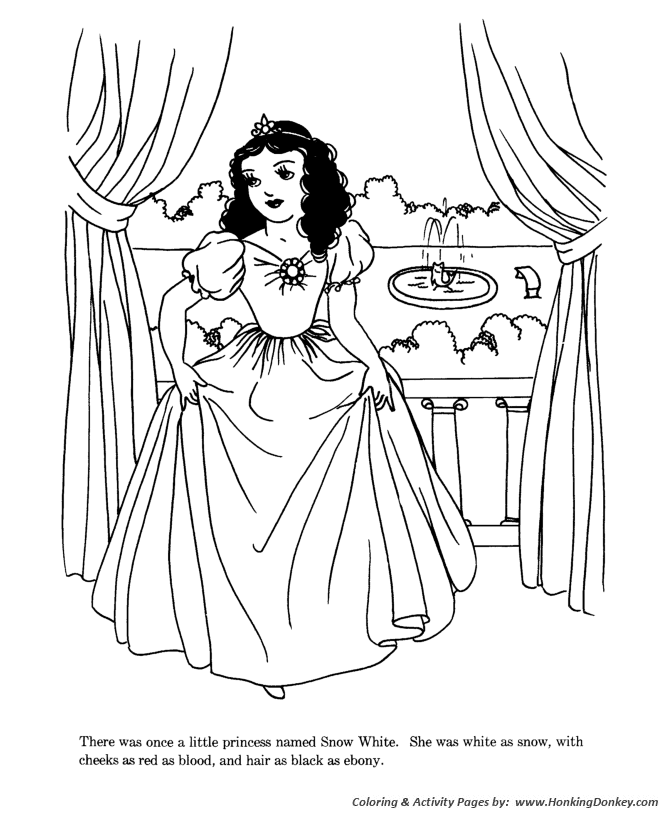 Snow White and the Seven Dwarfs - Princess Coloring page sheet