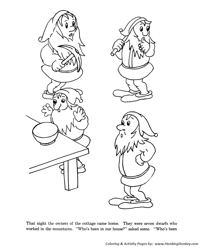 Snow White and the Seven Dwarfs - Princess Coloring pages | The seven dwarfs were miners
