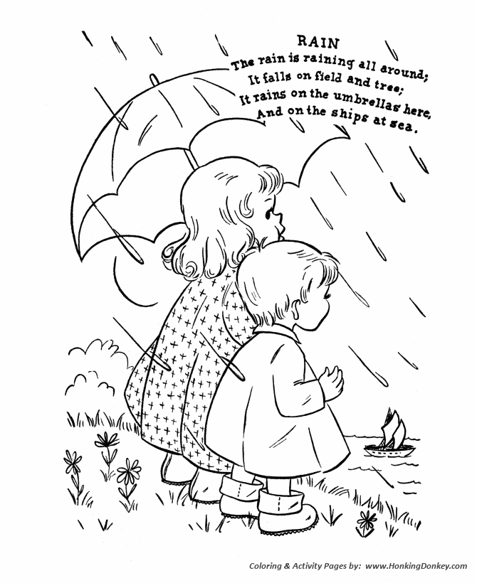 Nursery Rhyme coloring page | Rain