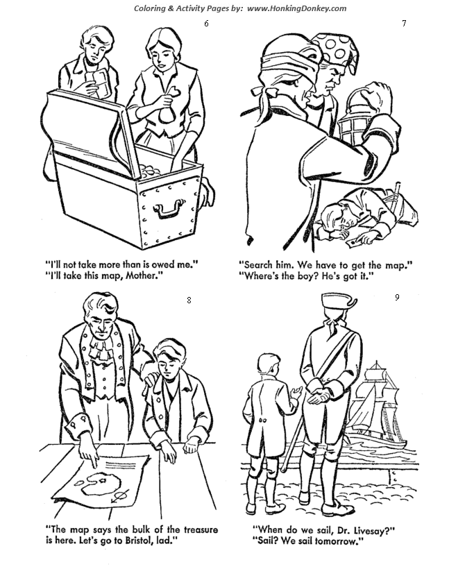 Treasure Island - Pirate Coloring pages | The treasure map