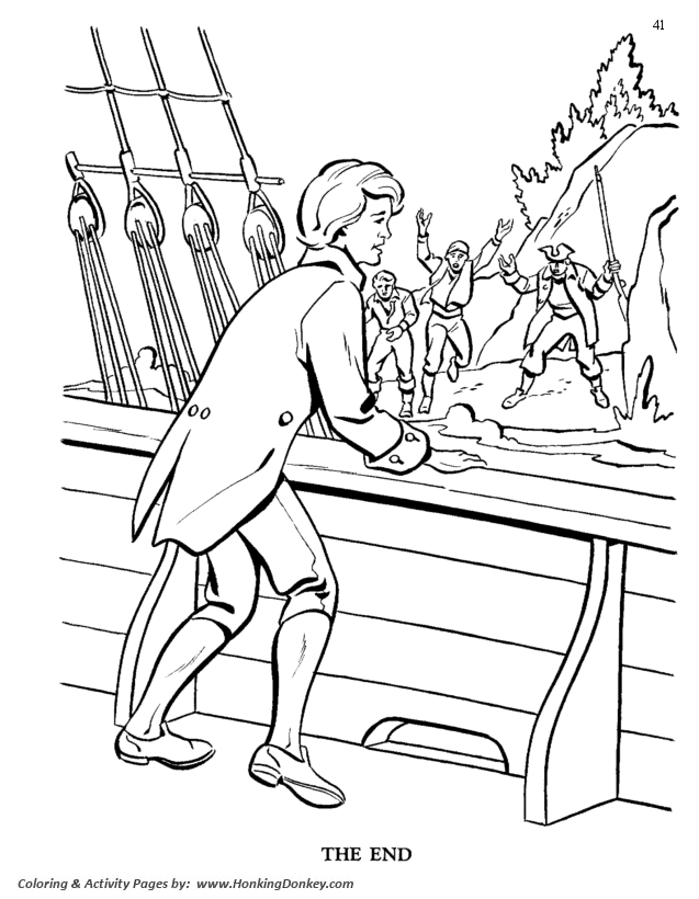 Treasure Island Pirate Coloring pages | The pirates are left marooned on the island
