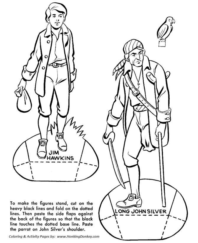 Treasure Island Pirate Coloring pages | The pirates are left marooned on the island