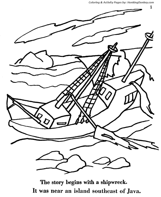 Swiss Family Robinson Adventure Story Coloring pages 