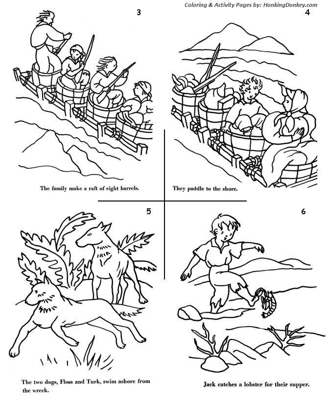 Swiss Family Robinson Adventure Story Coloring pages 