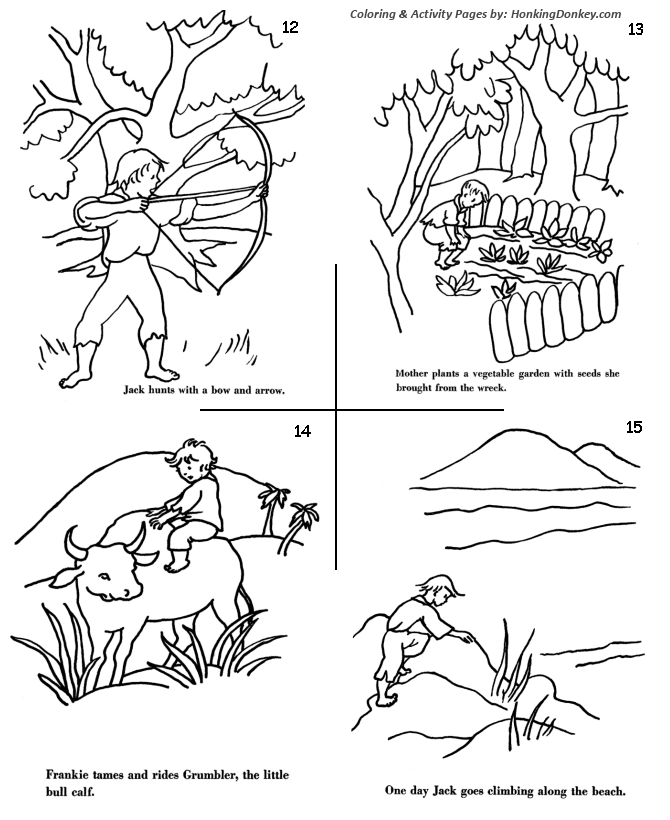 Swiss Family Robinson Adventure Story Coloring pages 