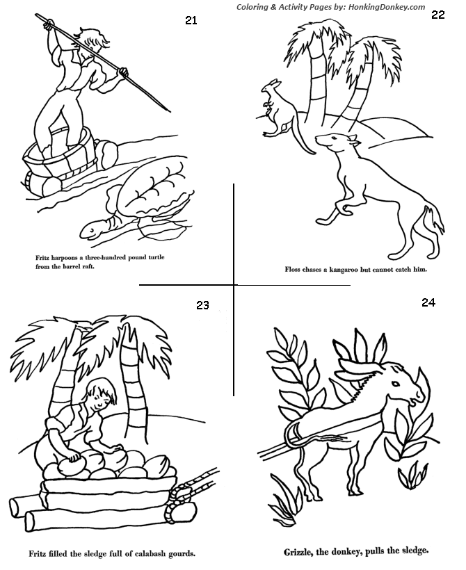 Swiss Family Robinson Adventure Story Coloring pages 