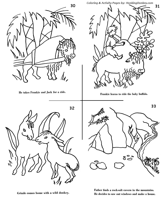 Swiss Family Robinson Adventure Story Coloring pages 