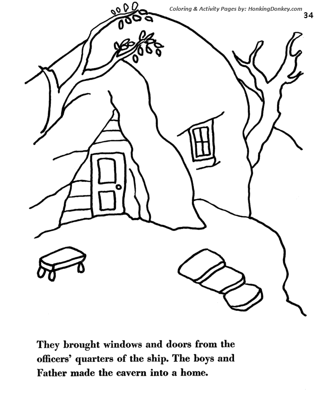Swiss Family Robinson Adventure Story Coloring pages 