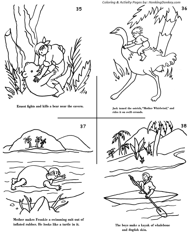Swiss Family Robinson Adventure Story Coloring pages 
