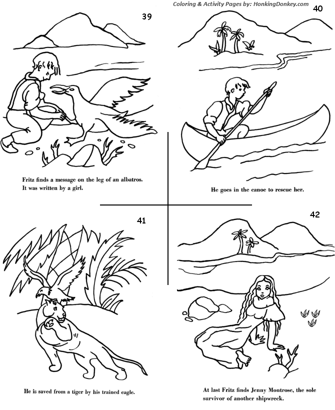 Swiss Family Robinson Adventure Story Coloring pages 