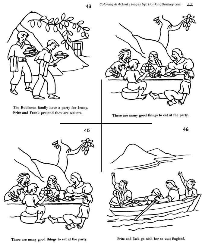 Swiss Family Robinson Adventure Story Coloring pages 