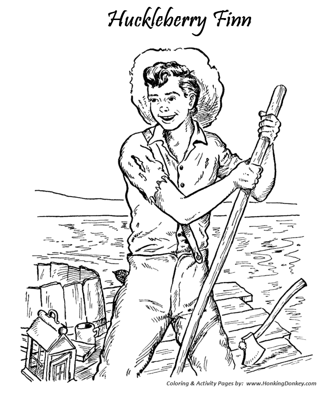 Huckleberry Finn Coloring pages | Kids Adventure Story by Mark Twain