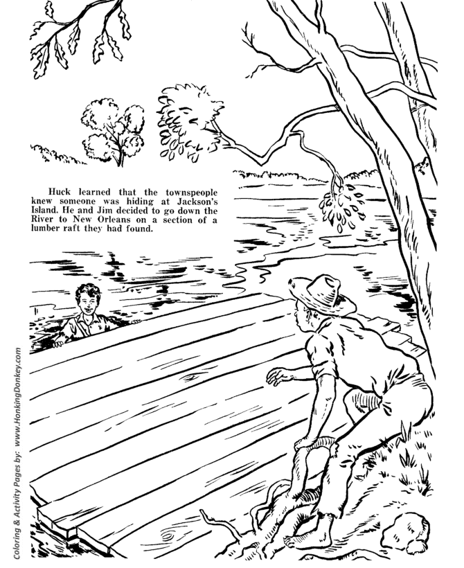 Huckleberry Finn Coloring pages | Huck and Jim decided to float down the river