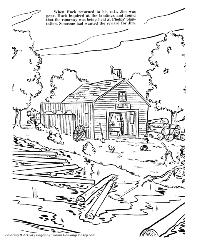 Huckleberry Finn Coloring pages | Kids Adventure Story by Mark Twain