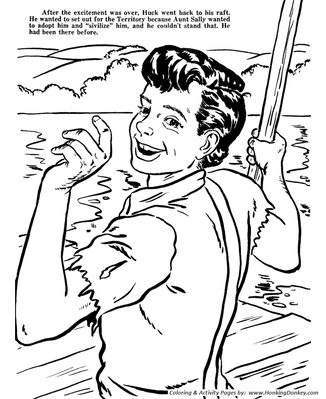 The Adventures of Huckleberry Finn Coloring pages by Mark Twain
