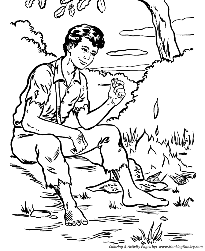 Huckleberry Finn Coloring pages | Kids Adventure Story by Mark Twain