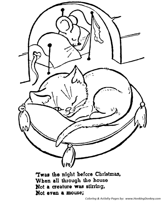 The Night Before Christmas Coloring pages | Not a creature was stiring, Not even a mouse