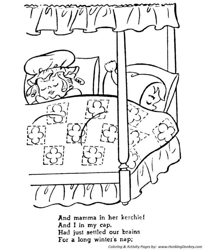 The Night Before Christmas Coloring pages | Had just settled our brains, For a long winter's nap