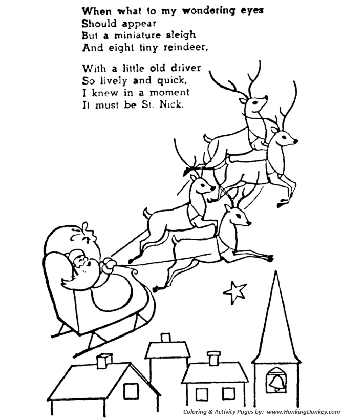 The Night Before Christmas Coloring pages | I knew in a moment, It must be Saint Nick