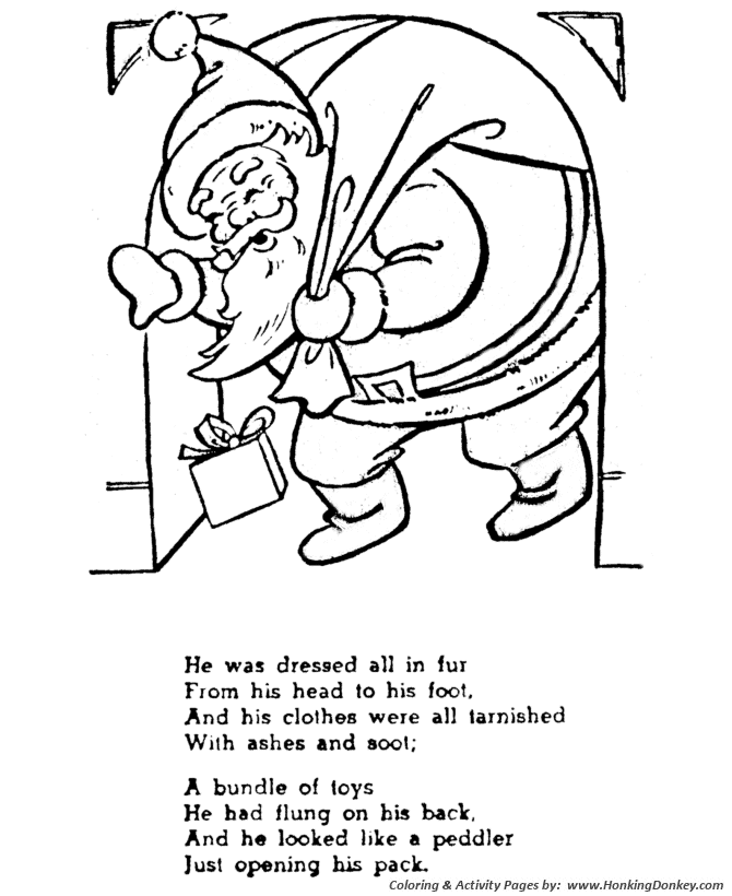 The Night Before Christmas Coloring pages | His cheeks were like Roses, His nose like a Cherry