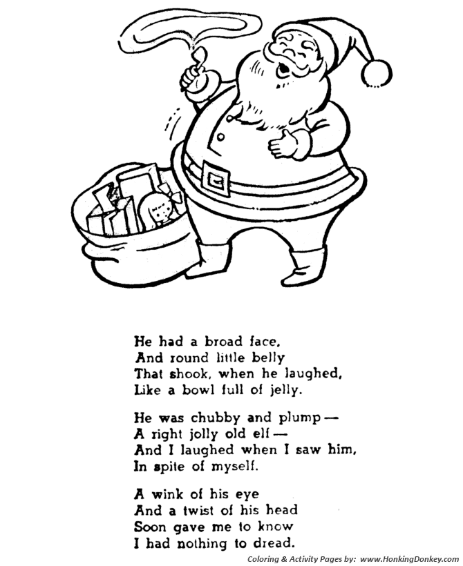 The Night Before Christmas Coloring pages | He had a broad face, And round little belly
