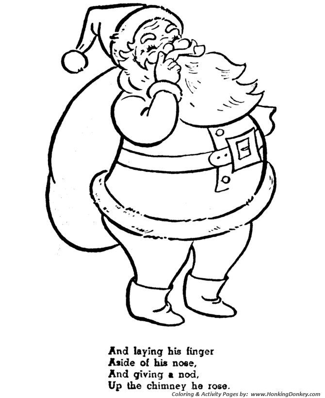 The Night Before Christmas Coloring pages | And laying his finger, Aside of his nose