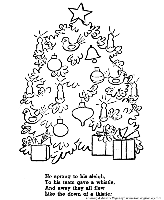 The Night Before Christmas Coloring pages | And away they all flew, Like the down of a thistle